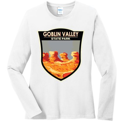 Goblin Valley State Park Utah Badge Vintage Ladies Long Sleeve Shirt