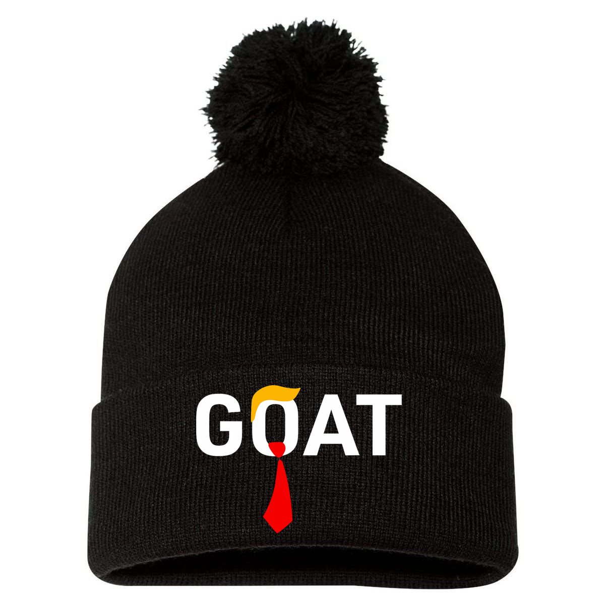 Goat Vote Trump 2024 Funny Support Republican Pro America Pom Pom 12in Knit Beanie