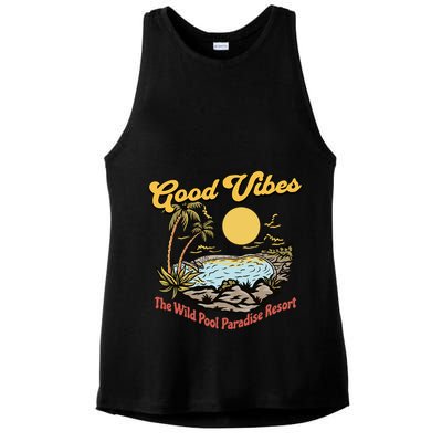 Good Vibes The Wild Pool Paradise Resort Ladies PosiCharge Tri-Blend Wicking Tank