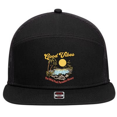 Good Vibes The Wild Pool Paradise Resort 7 Panel Mesh Trucker Snapback Hat