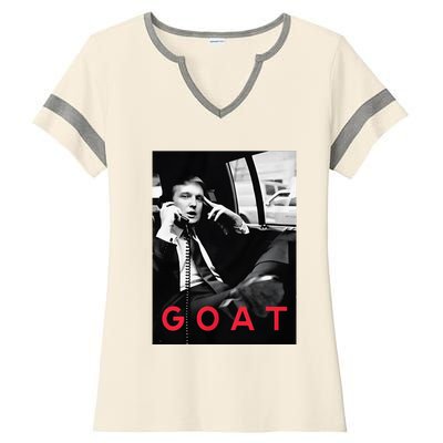 Goat Vote Trump 2024 Funny Support Republican Pro America Ladies Halftime Notch Neck Tee