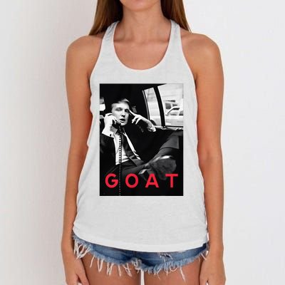 Goat Vote Trump 2024 Funny Support Republican Pro America Women's Knotted Racerback Tank