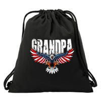 Grandpa Vintage USA Flag Bald Eagle Patriotic 4th Of July Drawstring Bag