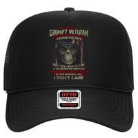 Grumpy Veteran USA Flag High Crown Mesh Back Trucker Hat