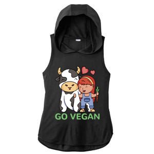 Go Vegan Veggie Lover Vegan Gift Ladies PosiCharge Tri-Blend Wicking Draft Hoodie Tank