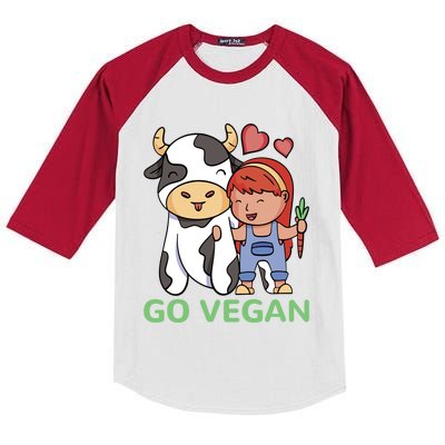 Go Vegan Veggie Lover Vegan Gift Kids Colorblock Raglan Jersey