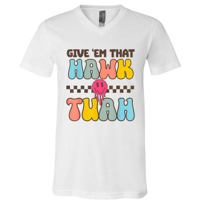 Groovy Viral Video Western Country Accent Hawk Tush Meme Gift V-Neck T-Shirt