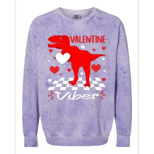 Groovy Valentines Vibes Dinosaur Valentine For Ns Gift Colorblast Crewneck Sweatshirt