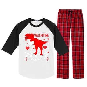 Groovy Valentines Vibes Dinosaur Valentine For Ns Gift Raglan Sleeve Pajama Set