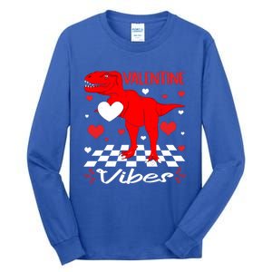 Groovy Valentines Vibes Dinosaur Valentine For Ns Gift Tall Long Sleeve T-Shirt