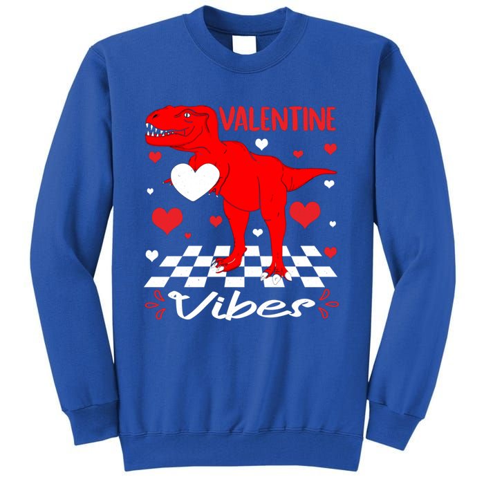 Groovy Valentines Vibes Dinosaur Valentine For Ns Gift Tall Sweatshirt