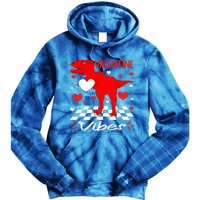 Groovy Valentines Vibes Dinosaur Valentine For Ns Gift Tie Dye Hoodie