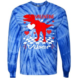 Groovy Valentines Vibes Dinosaur Valentine For Ns Gift Tie-Dye Long Sleeve Shirt