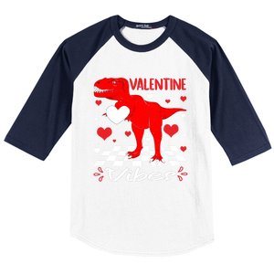 Groovy Valentines Vibes Dinosaur Valentine For Ns Gift Baseball Sleeve Shirt