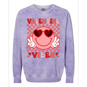 Groovy Valentine Vibes Valentines Day Colorblast Crewneck Sweatshirt