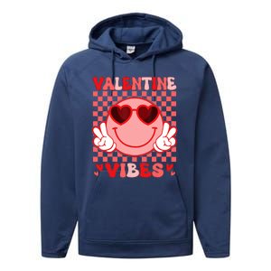 Groovy Valentine Vibes Valentines Day Performance Fleece Hoodie