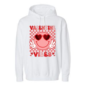 Groovy Valentine Vibes Valentines Day Garment-Dyed Fleece Hoodie