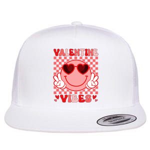 Groovy Valentine Vibes Valentines Day Flat Bill Trucker Hat