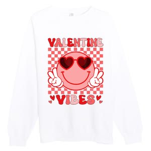 Groovy Valentine Vibes Valentines Day Premium Crewneck Sweatshirt