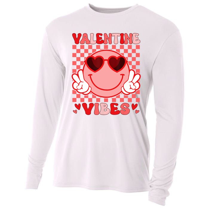 Groovy Valentine Vibes Valentines Day Cooling Performance Long Sleeve Crew