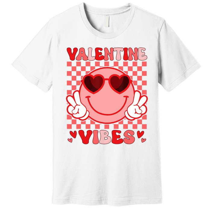 Groovy Valentine Vibes Valentines Day Premium T-Shirt