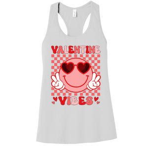 Groovy Valentine Vibes Valentines Day Women's Racerback Tank