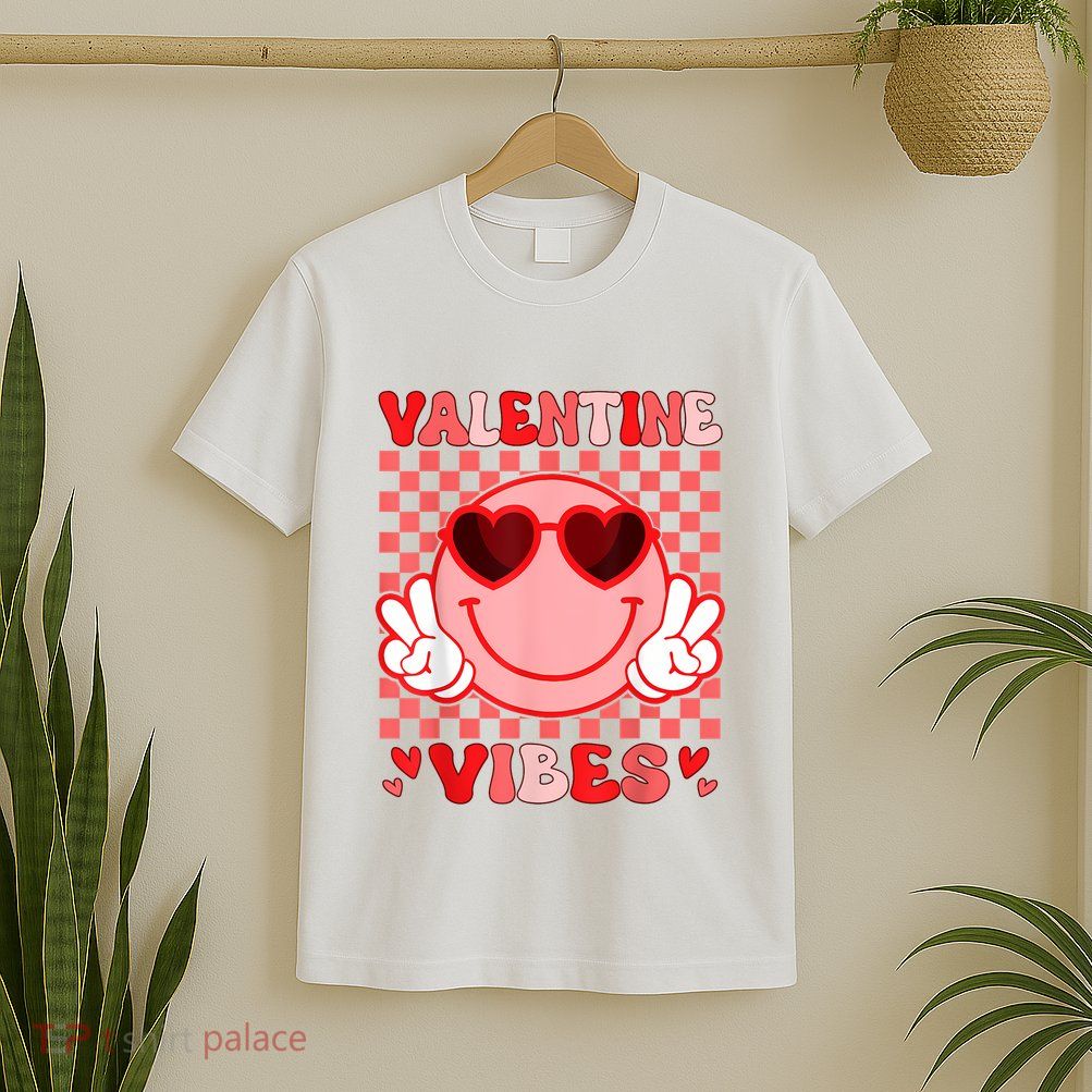 Groovy Valentine Vibes Valentines Day T-Shirt