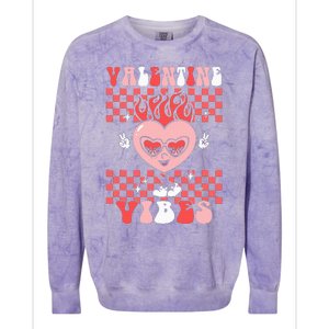 Groovy Valentine Vibes Valentines Day Retro Gift Colorblast Crewneck Sweatshirt