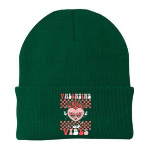 Groovy Valentine Vibes Valentines Day Retro Gift Knit Cap Winter Beanie