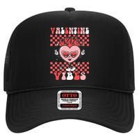 Groovy Valentine Vibes Valentines Day Retro Gift High Crown Mesh Back Trucker Hat