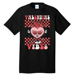 Groovy Valentine Vibes Valentines Day Retro Gift Tall T-Shirt