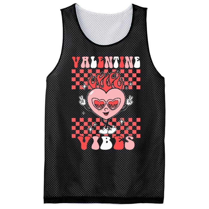 Groovy Valentine Vibes Valentines Day Retro Gift Mesh Reversible Basketball Jersey Tank