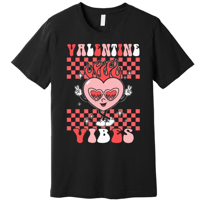 Groovy Valentine Vibes Valentines Day Retro Gift Premium T-Shirt