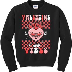 Groovy Valentine Vibes Valentines Day Retro Gift Kids Sweatshirt