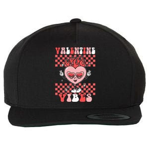 Groovy Valentine Vibes Valentines Day Retro Gift Wool Snapback Cap