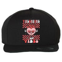 Groovy Valentine Vibes Valentines Day Retro Gift Wool Snapback Cap