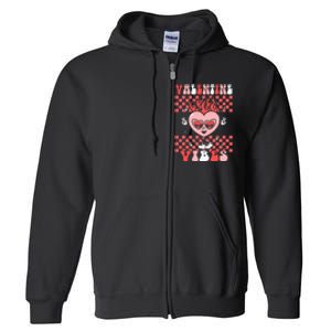 Groovy Valentine Vibes Valentines Day Retro Gift Full Zip Hoodie