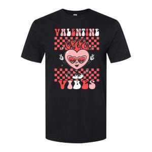 Groovy Valentine Vibes Valentines Day Retro Gift Softstyle CVC T-Shirt