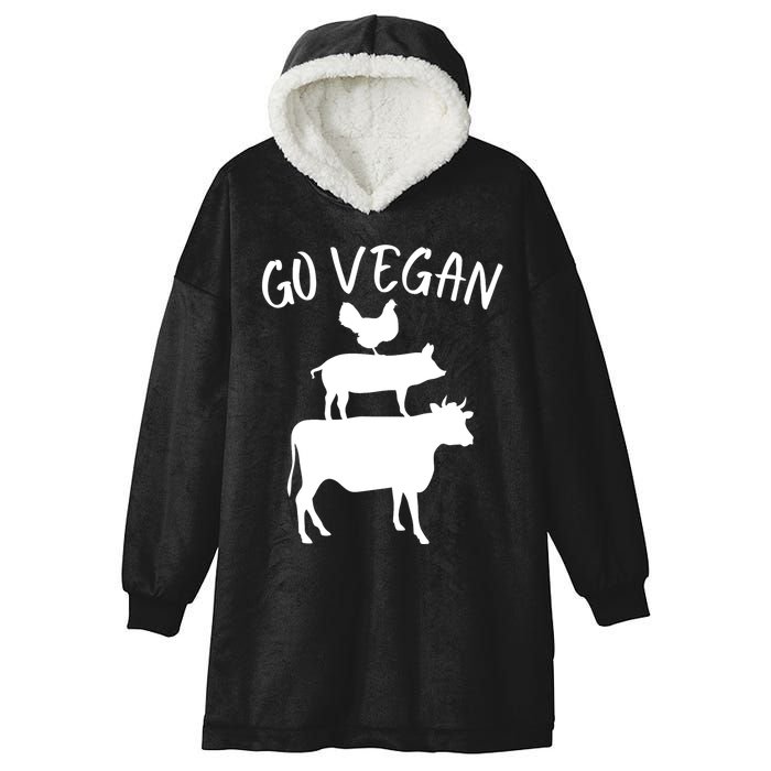 Go Vegan Vegetarian Veganism Diet Men Women Funny Vegan Hooded Wearable Blanket