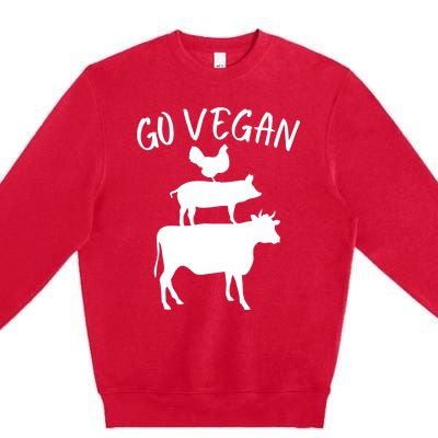 Go Vegan Vegetarian Veganism Diet Men Women Funny Vegan Premium Crewneck Sweatshirt