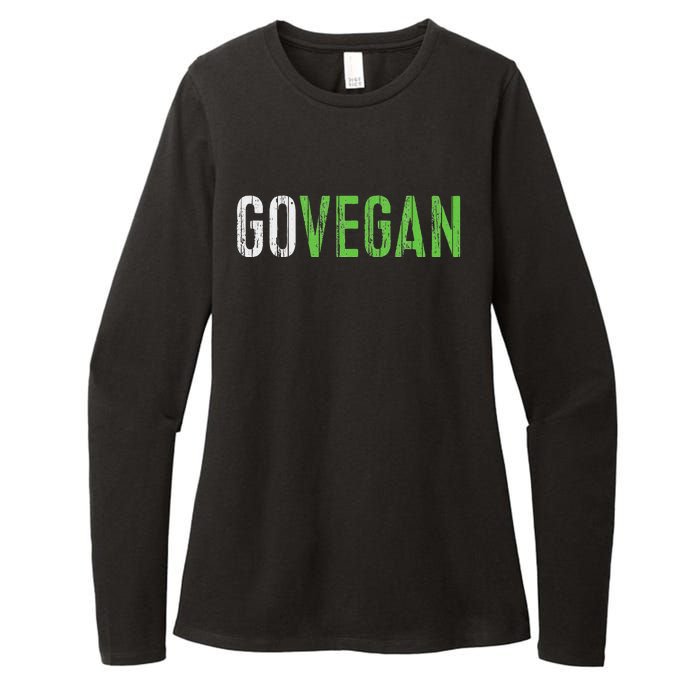 Go Vegan Vegetarian Womens CVC Long Sleeve Shirt