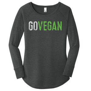 Go Vegan Vegetarian Women's Perfect Tri Tunic Long Sleeve Shirt