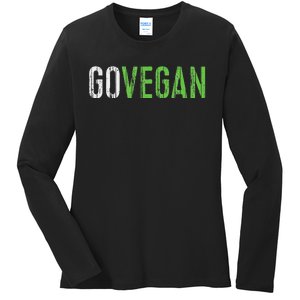 Go Vegan Vegetarian Ladies Long Sleeve Shirt