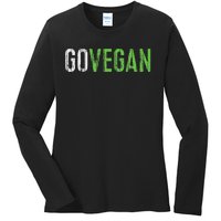 Go Vegan Vegetarian Ladies Long Sleeve Shirt