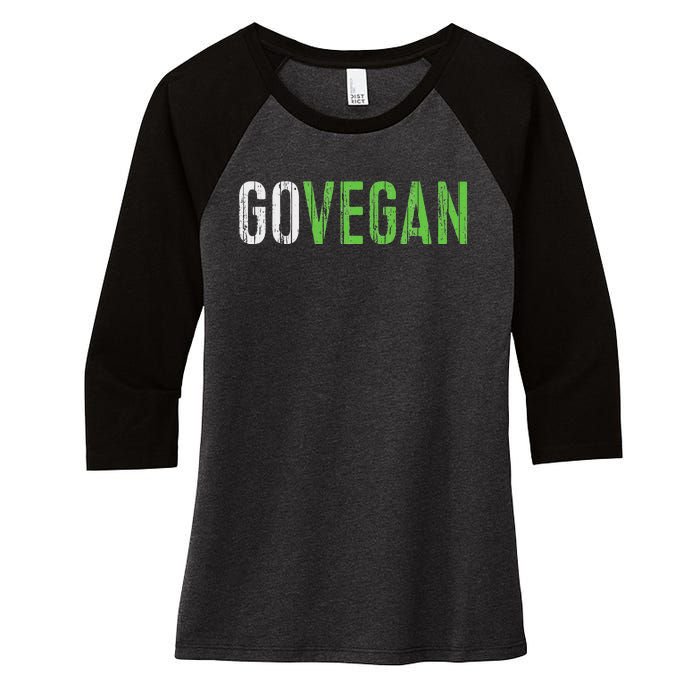 Go Vegan Vegetarian Women's Tri-Blend 3/4-Sleeve Raglan Shirt