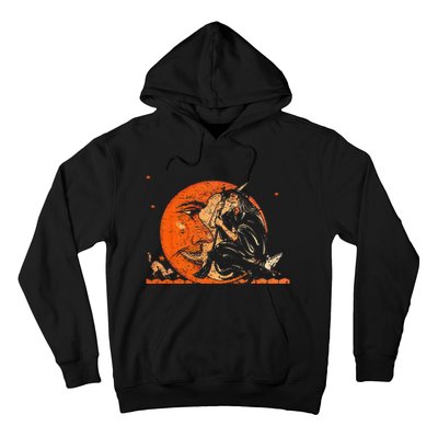 Great Vintage Witch And Moon Halloween Design Hoodie