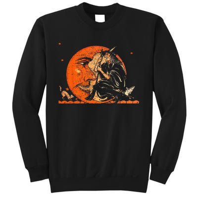 Great Vintage Witch And Moon Halloween Design Sweatshirt