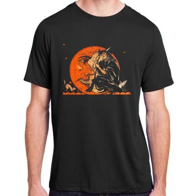 Great Vintage Witch And Moon Halloween Design Adult ChromaSoft Performance T-Shirt