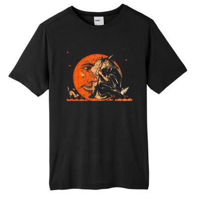 Great Vintage Witch And Moon Halloween Design Tall Fusion ChromaSoft Performance T-Shirt