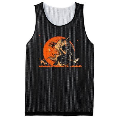 Great Vintage Witch And Moon Halloween Design Mesh Reversible Basketball Jersey Tank